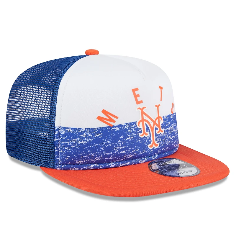 Men's New Era White/Orange New York Mets Team Foam Front A-Frame Trucker 9FIFTY Snapback Hat