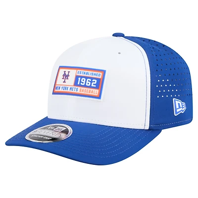 Casquette ajustable New Era 9SEVENTY pour homme, blanc/bleu roi, avec patch Established des New York Mets