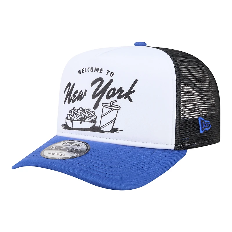 Men's New Era White/Royal New York Mets Foodie A-Frame 9FIFTY Trucker Snapback Hat