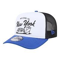Men's New Era  White/Royal New York Mets Foodie A-Frame 9FIFTY Trucker Snapback Hat
