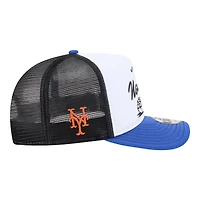 Men's New Era  White/Royal New York Mets Foodie A-Frame 9FIFTY Trucker Snapback Hat