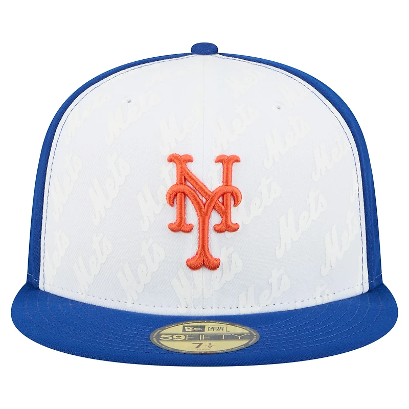 Men's New Era White/Royal York Mets Repeat 59FIFTY Fitted Hat