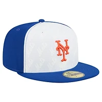 Men's New Era White/Royal York Mets Repeat 59FIFTY Fitted Hat