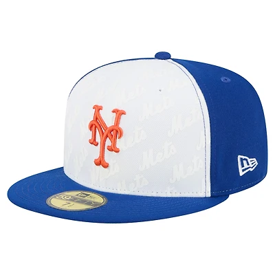 Men's New Era White/Royal York Mets Repeat 59FIFTY Fitted Hat