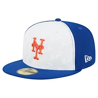 Casquette ajustée New Era York Mets Repeat 59FIFTY pour homme, blanche/bleue
