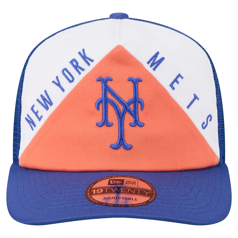 Men's New Era White/Royal New York Mets Retro Cut 19TWENTY Adjustable Trucker Hat