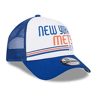 Casquette réglable 9FORTY Stacked A-Frame Trucker 9FORTY New Era pour hommes, blanc/royal New York Mets