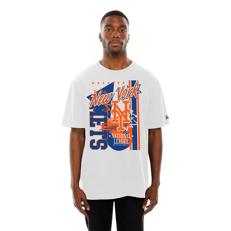 T-shirt New Era blanc à grand graphisme pour homme, motif national des York Mets