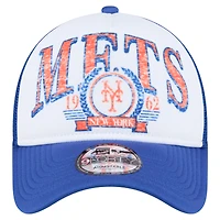 Casquette camionneur ajustable New Era blanche New York Mets 9FORTY A-Frame pour homme