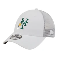 Casquette trucker ajustable New Era 9FORTY blanche à motif drapeau des Mets de New York pour homme