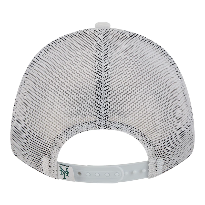 Casquette trucker ajustable New Era 9FORTY blanche à motif drapeau des Mets de New York pour homme