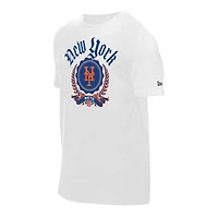 T-shirt New Era blanc à imprimé Fleur des Mets de York pour homme