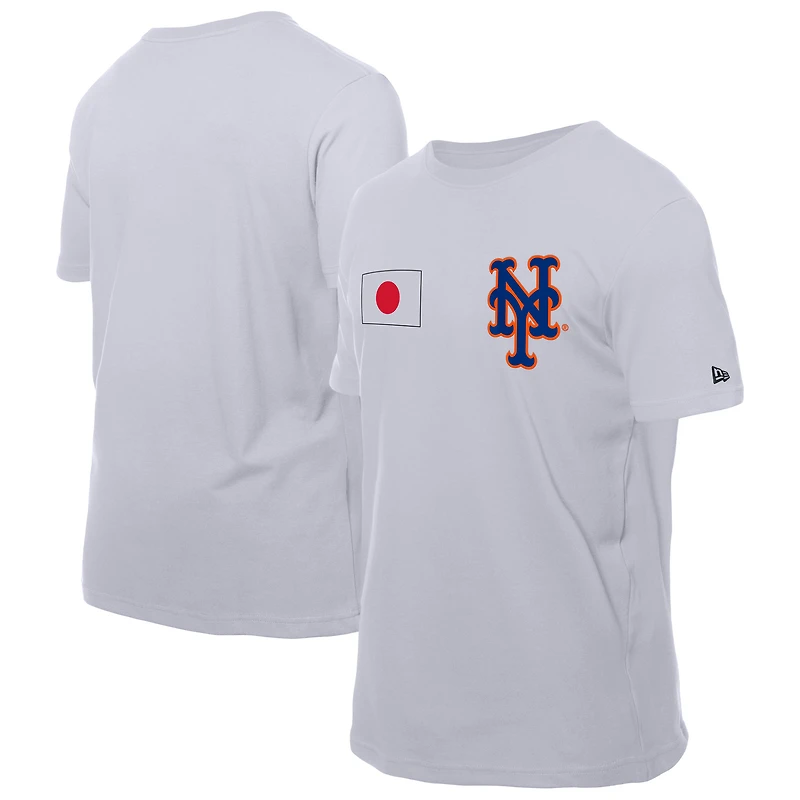 T-shirt New Era blanc pour homme avec drapeau japonais des Mets de York