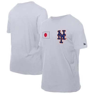 T-shirt New Era blanc pour homme avec drapeau japonais des Mets de York