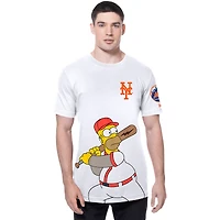 T-shirt New Era blanc pour homme, York Mets MLB x Simpsons Homer Wunderbat à manches courtes