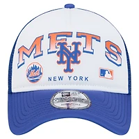 Men's New Era White New York Mets Retro Wordmark 9FORTY A-Frame Trucker Adjustable Hat