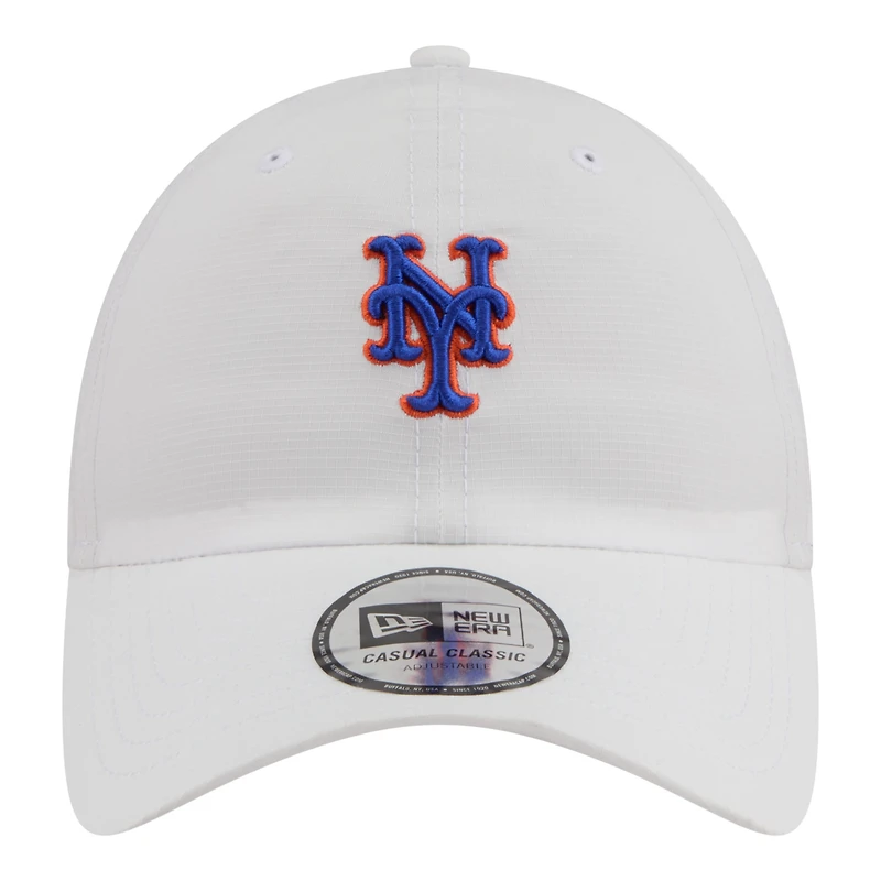 Casquette New Era blanche pour homme, New York Mets, modèle classique décontracté en tissu ripstop, ajustable