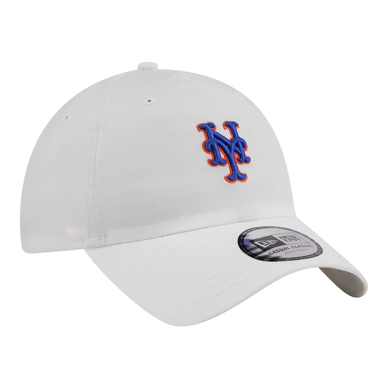 Casquette New Era blanche pour homme, New York Mets, modèle classique décontracté en tissu ripstop, ajustable
