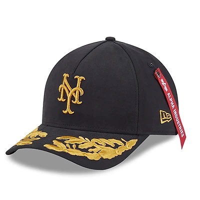 Men's New Era x Alpha Industries Black York Mets A-Frame 9FORTY Adjustable Hat