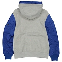Veste à capuche zippée New Era x Alpha Industries pour homme, gris chiné/bleu royal, des Mets de York