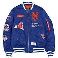 Blouson aviateur entièrement zippé Royal New York Mets Era x Alpha Industries pour homme