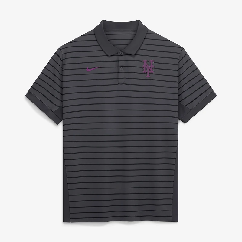 Polo Nike Authentic Collection City Connect rayé Victory Dri-FIT pour homme, anthracite/noir, New York Mets