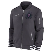Men's Nike  Anthracite New York Mets Authentic Collection City Connect Full-Zip Bomber Jacket