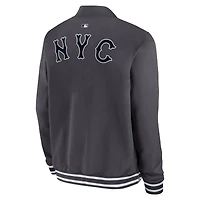 Men's Nike  Anthracite New York Mets Authentic Collection City Connect Full-Zip Bomber Jacket