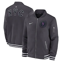 Men's Nike  Anthracite New York Mets Authentic Collection City Connect Full-Zip Bomber Jacket