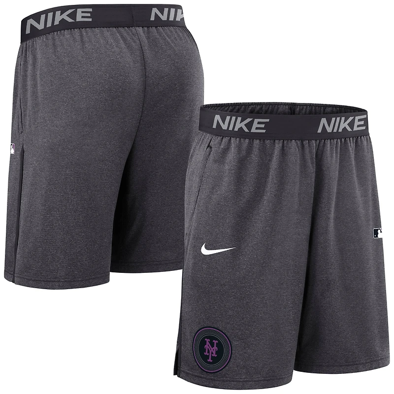 Short Nike anthracite New York Mets Authentic Collection City Connect Performance Knit pour homme