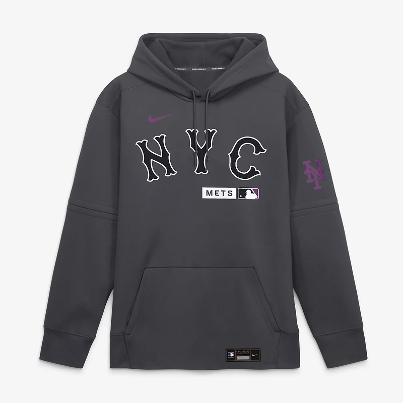 Men's Nike Anthracite New York Mets Authentic Collection City Connect Therma-FIT Hoodie