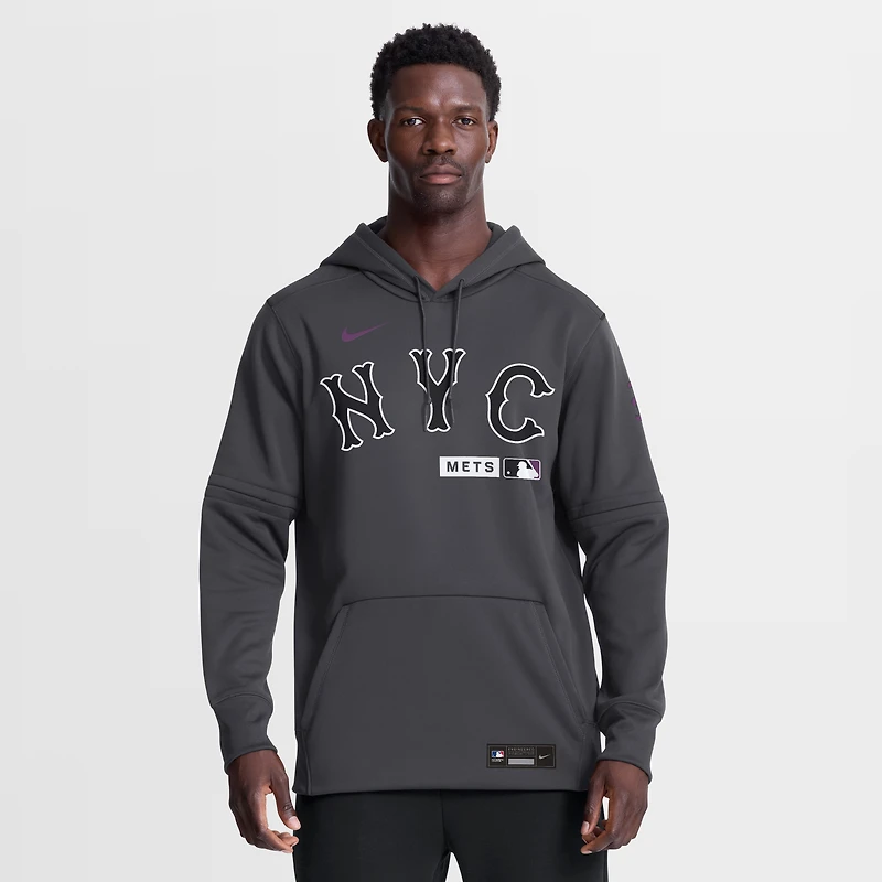 Men's Nike Anthracite New York Mets Authentic Collection City Connect Therma-FIT Hoodie