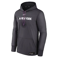 Men's Nike  Anthracite New York Mets Authentic Collection City Connect Therma Pullover Hoodie