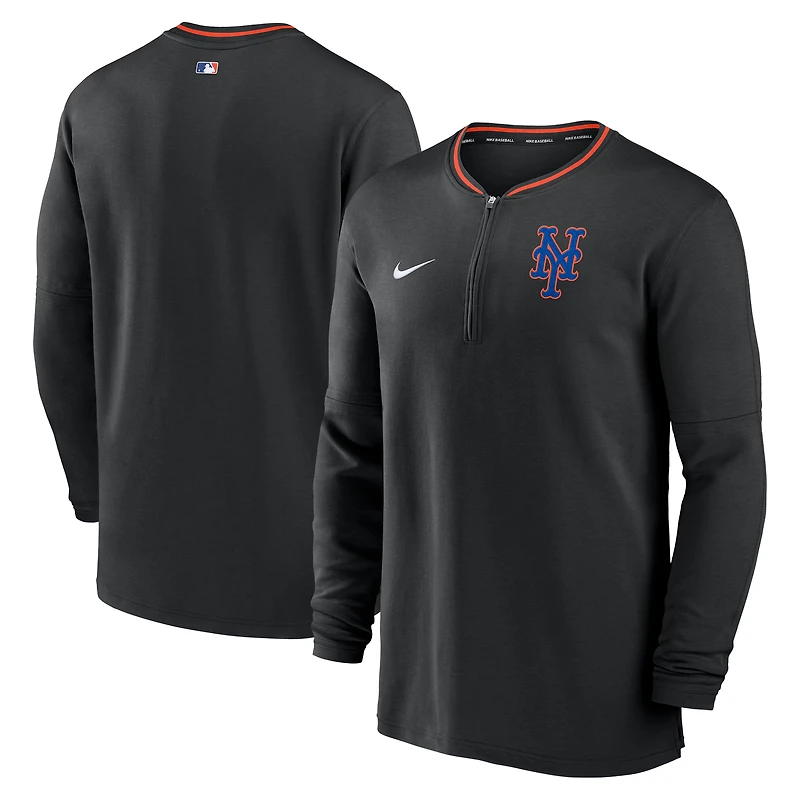 Haut Nike noir à demi-zip Performance des New York Mets Authentic Collection pour homme