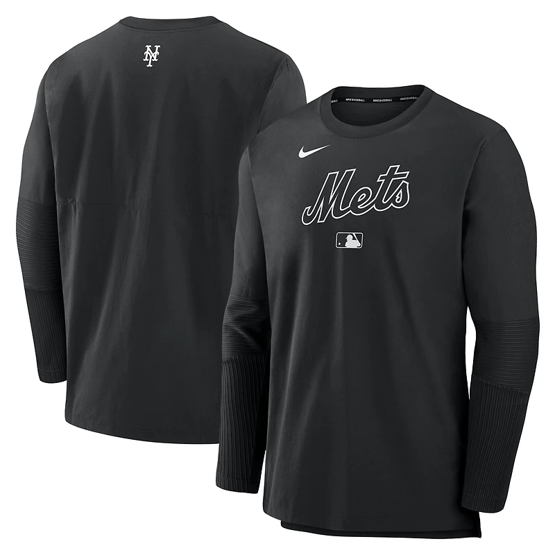 Men's Nike Black New York Mets Authentic Collection Player Dri-FIT Lightweight Pullover