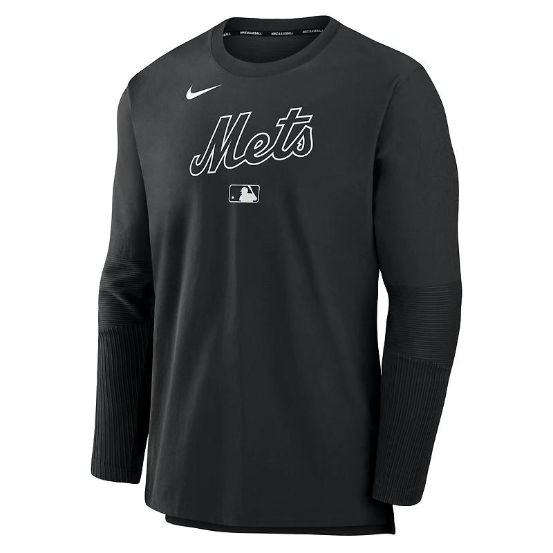 Men's Nike Black New York Mets Authentic Collection Player Dri-FIT Lightweight Pullover