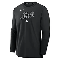 Men's Nike Black New York Mets Authentic Collection Player Dri-FIT Lightweight Pullover