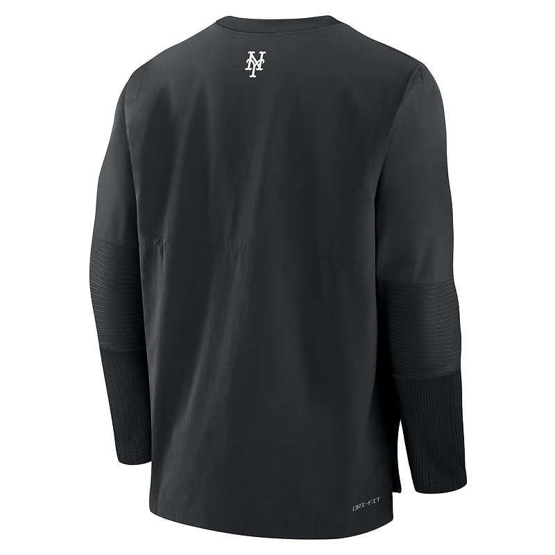 Men's Nike Black New York Mets Authentic Collection Player Dri-FIT Lightweight Pullover