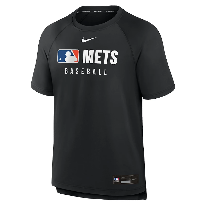 Men's Nike Black New York Mets Authentic Collection Pregame Raglan Dri-FIT T-Shirt