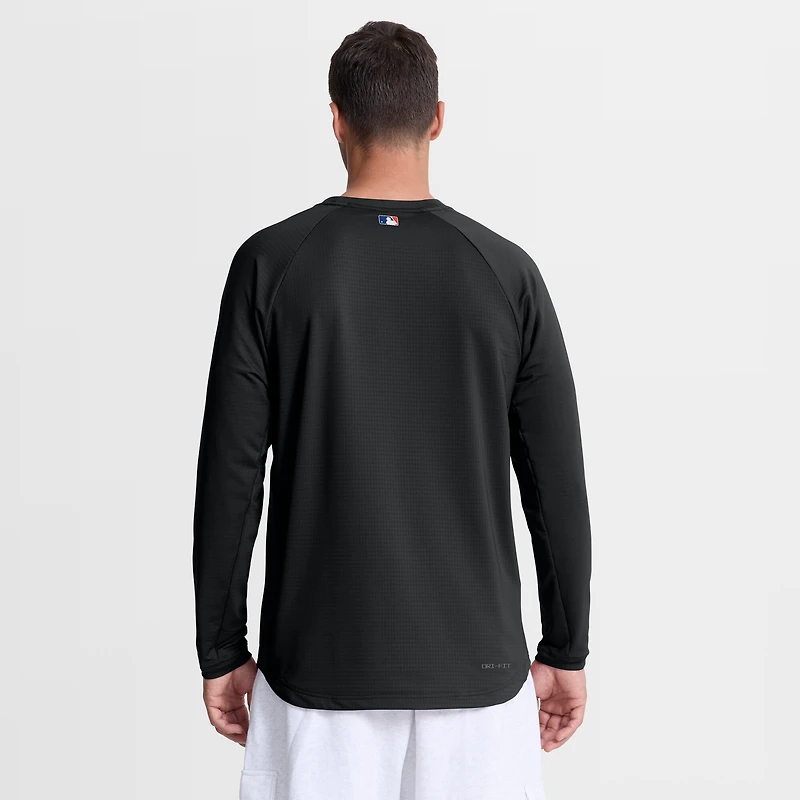 Men's Nike Black New York Mets Authentic Collection Raglan Dri-FIT Sweatshirt