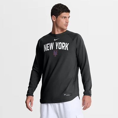 Men's Nike Black New York Mets Authentic Collection Raglan Dri-FIT Sweatshirt