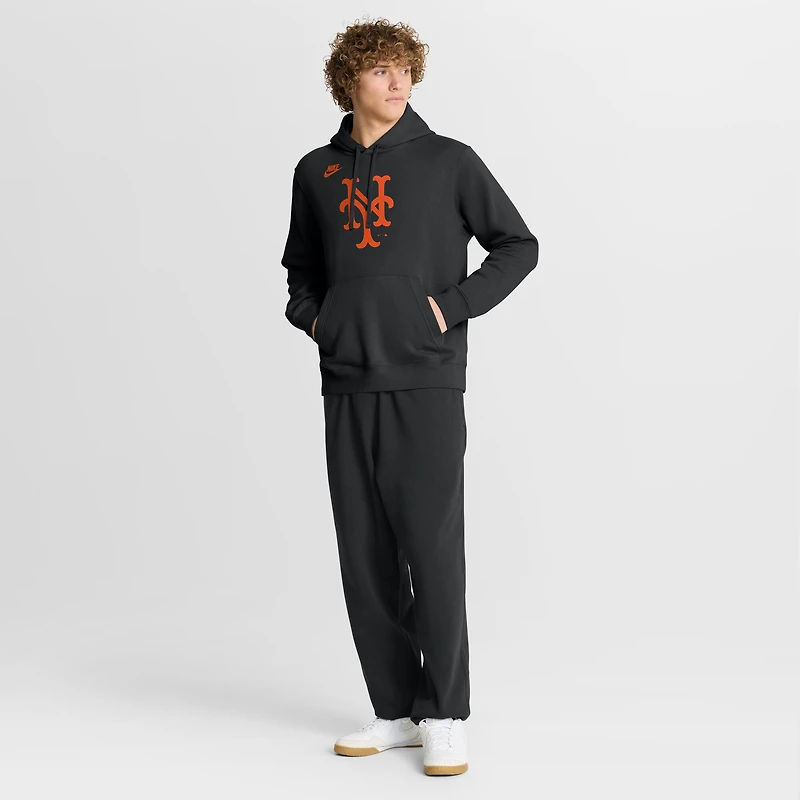 Men's Nike Black New York Mets Cooperstown Collection Logo Club Hoodie