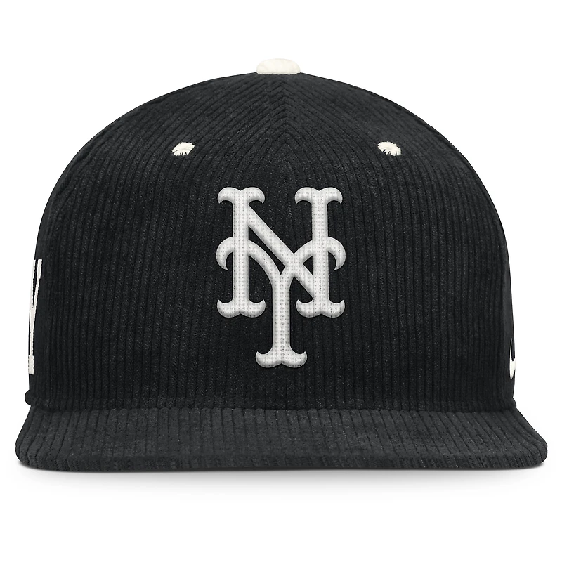 Men's Nike Black New York Mets Pro Corduroy Structured Snapback Hat