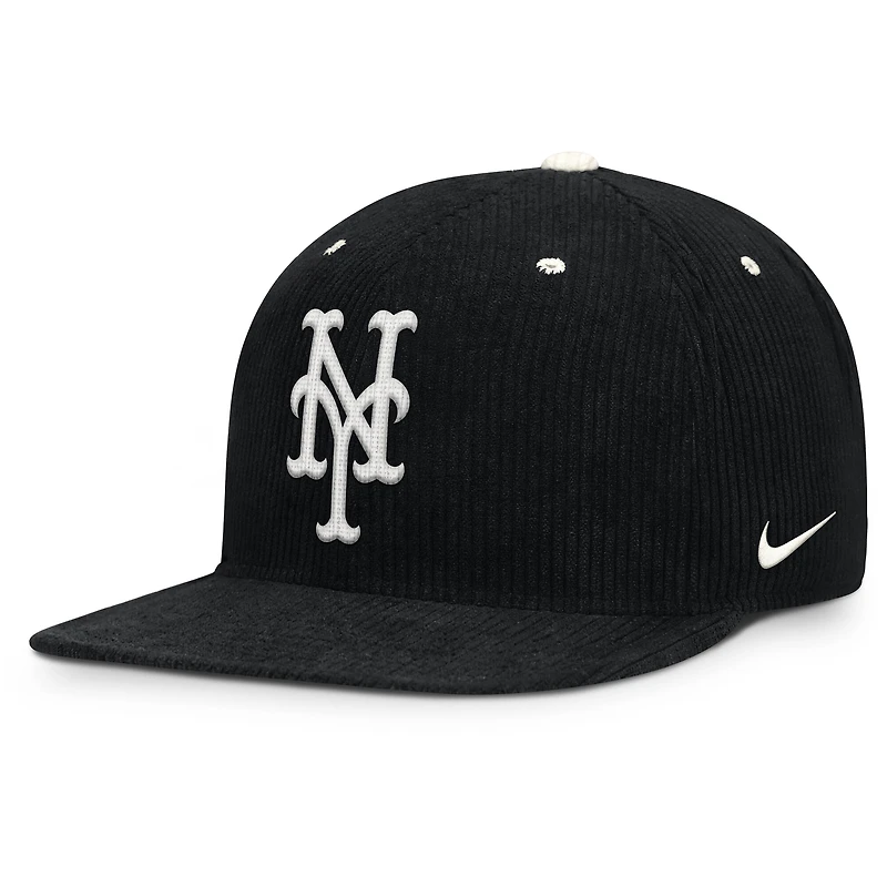 Men's Nike Black New York Mets Pro Corduroy Structured Snapback Hat