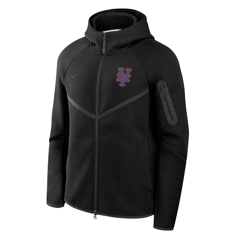 Sweat à capuche zippé Nike Tech Fleece noir New York Mets pour homme
