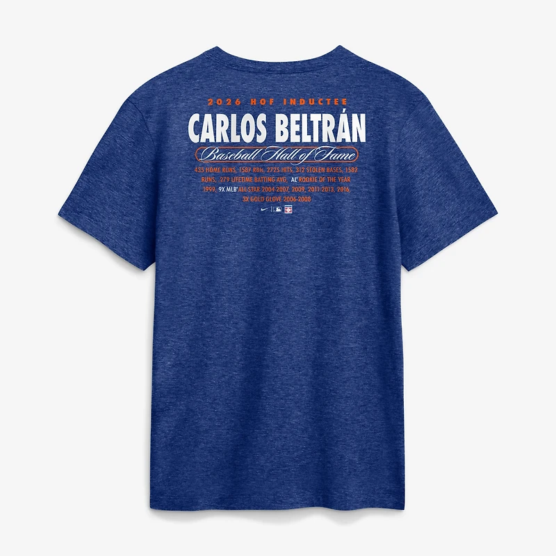 Men's Nike Carlos Beltran Royal New York Mets 2026 Hall of Fame Stats Name & Number T-Shirt