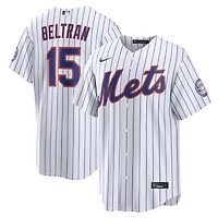Maillot domicile réplique Nike Carlos Beltran blanc des Mets de New York, édition 2026, avec écusson du Temple la renommée.