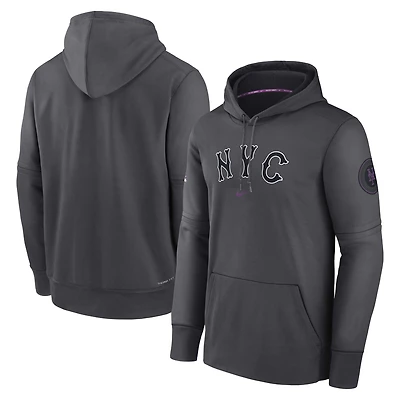 Men's Nike Charcoal New York Mets Authentic Collection City Connect Performance Pullover Hoodie