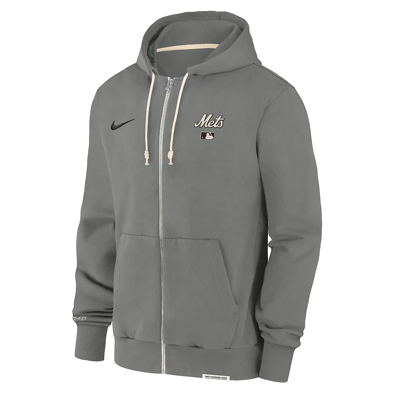 Men's Nike Charcoal New York Mets Authentic Collection Travel Performance Full-Zip Hoodie