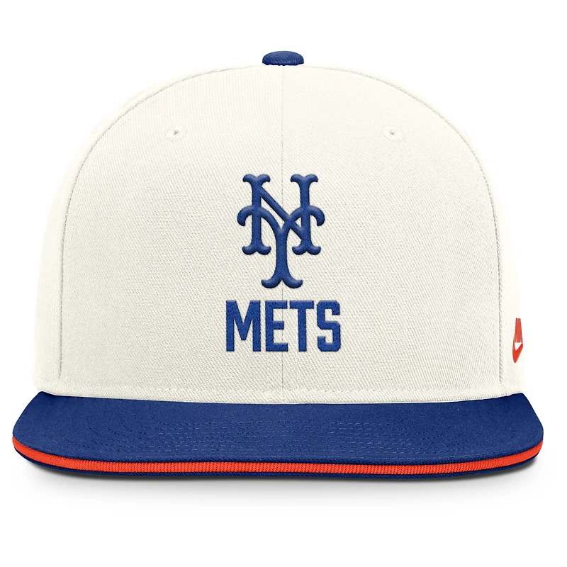 Men's Nike Cream/Royal New York Mets Cooperstown Pro Dri-FIT Snapback Hat